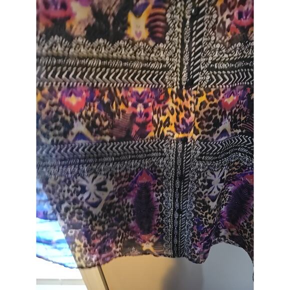 Thread Story Purple Black Mixed Print Long Sleeve Shirt Dress Womans Size 2X - Picture 4 of 7